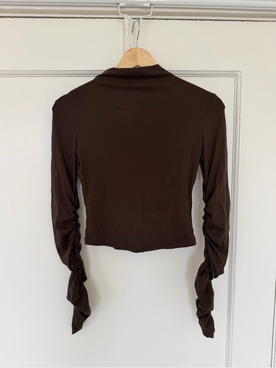 Zara Tops - Zara Brown Long-Sleeve Ruched Top
